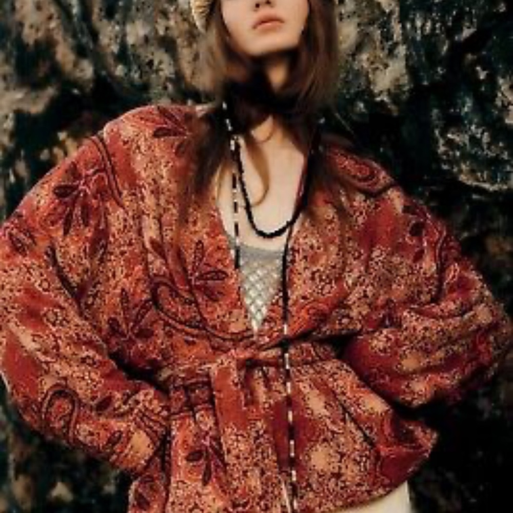 Zara Red Paisley Belted Jacket